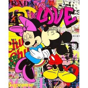 Colorful Mickey & Minnie Love Is Ther Answer Poster Canvas‎ Wall Art 11x14